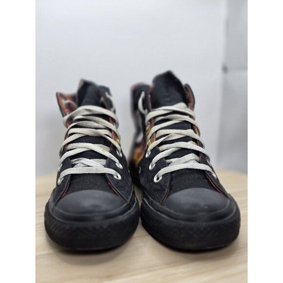 Size 8 Womens- Converse Chuck Taylor All Star High Black with yellow/Red/purple - Picture 2 of 9